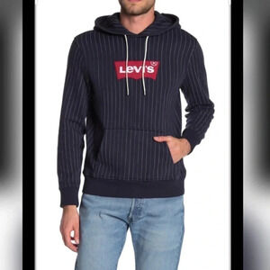 New Levi's modern batwing logo chalk stripe print hoodie pinstripe sweatshirt